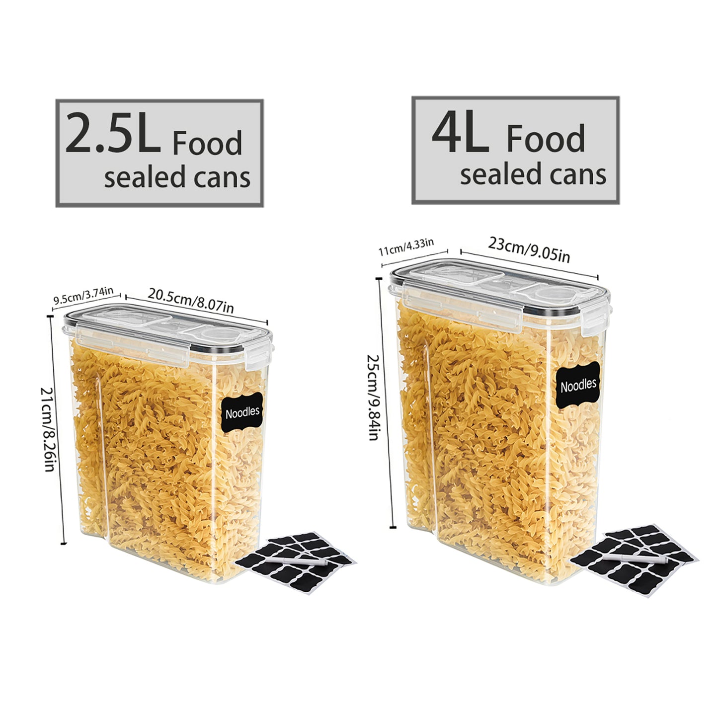 Asnews Kitchen Cereal Containers Storage Set with Lids – 4 Pack 2.5L/4L Airtight Food Storage Containers for Pantry Organization and Storage