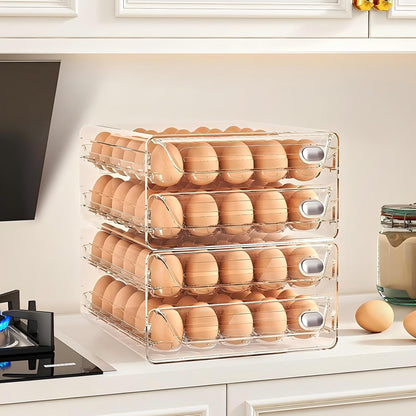 Asnews 40/60 Eggs Organizer for Refrigerator, Large Egg Holder for Fridge, Clear Plastic Container Drawer for Egg