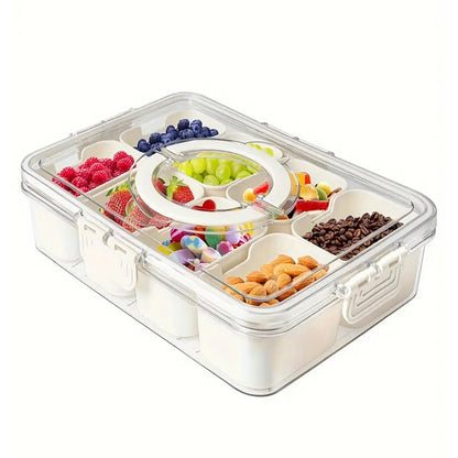 Storage container, 4 locking food trays, transparent leak proof and reusable food sealing box, used for meat, candy, fruits, nuts, snacks, kitchen organization and storage, kitchen accessories