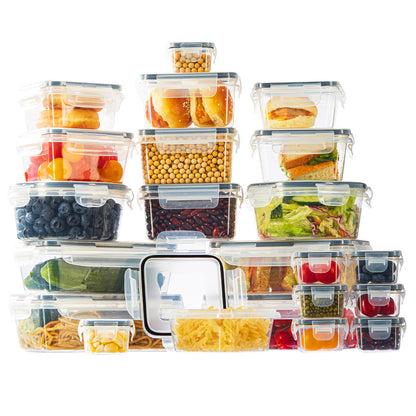 Asnews 24/48 PCS Food Storage Containers with Lids (12/24 Containers & 12/24 Lids), Reusable Plastic Food Containers for Kitchen Storage and Organization, Leakproof Meal Prep Container with Labels & Pen