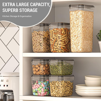 Asnews 15 Pcs Airtight Food Storage Containers with Lids, Kitchen Storage Container for Cereal, Dry Food, Flour and Sugar