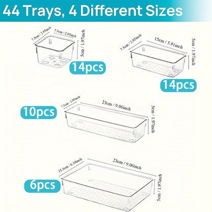 Asnews Plastic Drawer Organizers Set, Multiple Vanity Organizer, Makeup and Desk Drawer Organizer Trays, Organization and Storage for Makeup, Bathroom, Kitchen Utensils and Office