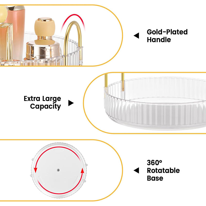 Asnews 360° Rotating Makeup Organizer, 2/3 Tier Adjustable Perfume Organizer for Dresser, Multi-Function Spinning Cosmetics Skincare Storage for Bedroom, Dresser, Countertop (Clear)
