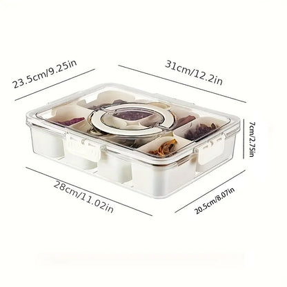 Storage container, 4 locking food trays, transparent leak proof and reusable food sealing box, used for meat, candy, fruits, nuts, snacks, kitchen organization and storage, kitchen accessories