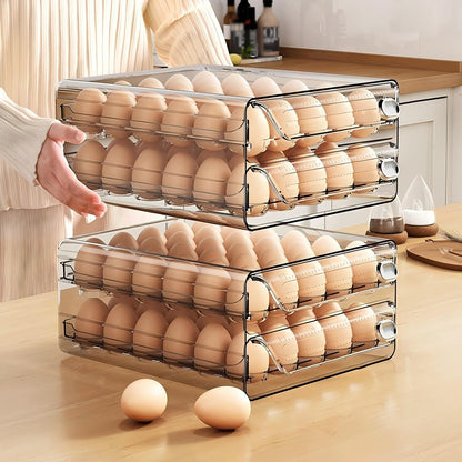 Asnews 40/60 Eggs Organizer for Refrigerator, Large Egg Holder for Fridge, Clear Plastic Container Drawer for Egg