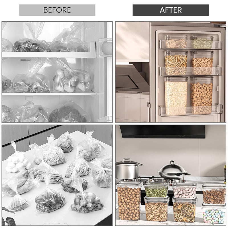 Asnews 15 Pcs Airtight Food Storage Containers with Lids, Kitchen Storage Container for Cereal, Dry Food, Flour and Sugar