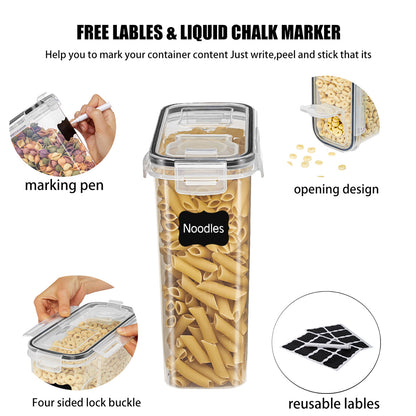 Asnews Kitchen Cereal Containers Storage Set with Lids – 4 Pack 2.5L/4L Airtight Food Storage Containers for Pantry Organization and Storage