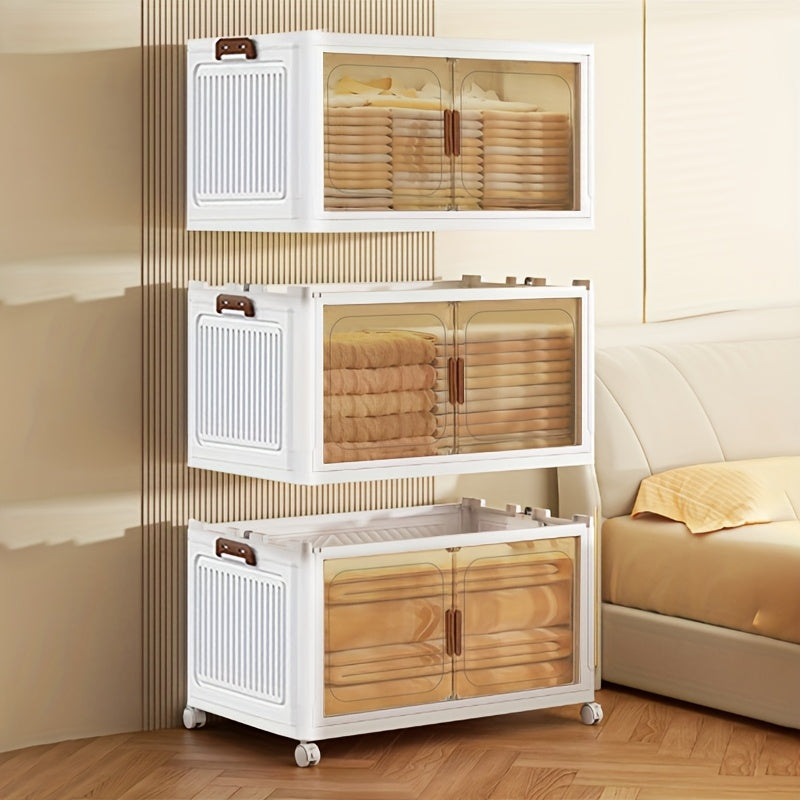 2/3/4/5Layer Extra Large Storage Cabinet, Multi-tier Foldable Storage Box With Doors, Stackable Storage Containers For Shoes Sundries Books Clothes, Household Storage Organizer For Closet, Wardrobe, Bedroom, Bathroom, Office, Kitchen