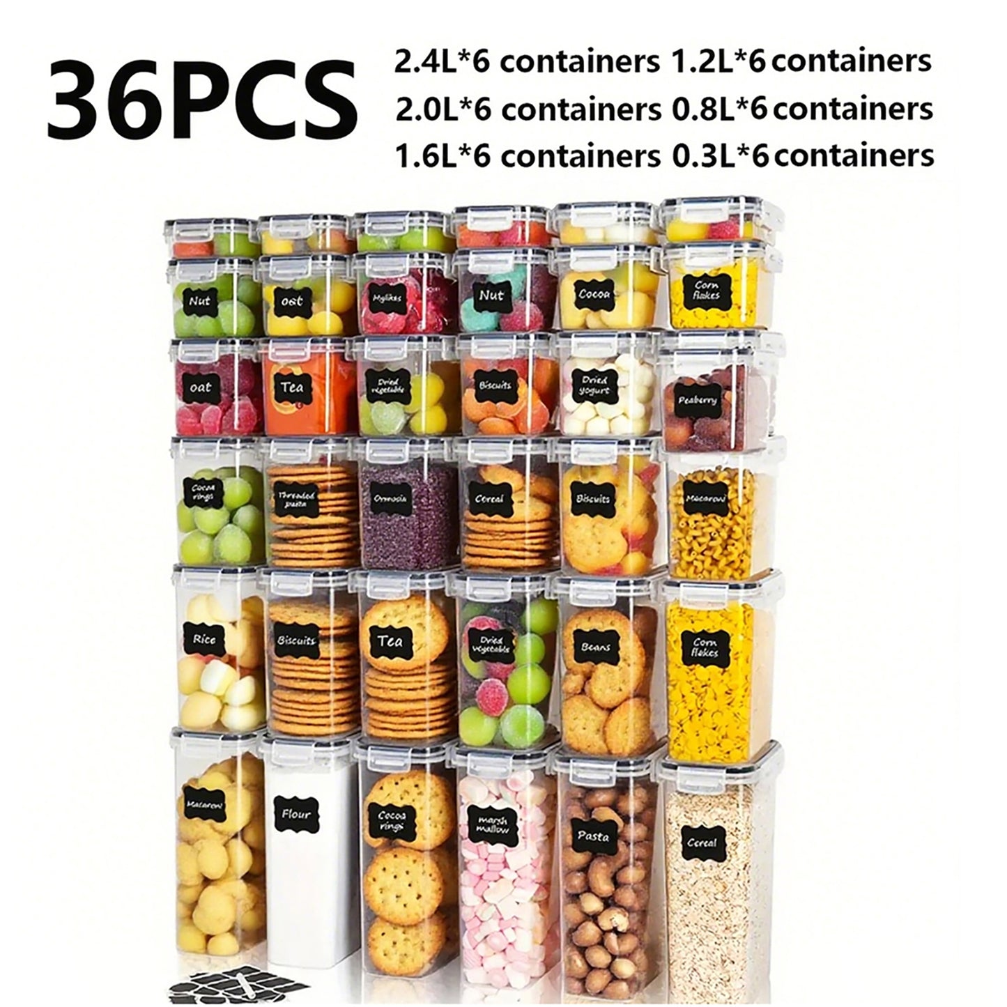 Asnews Airtight Food Storage Containers with Lids, Plastic Kitchen and Pantry Organization Canisters