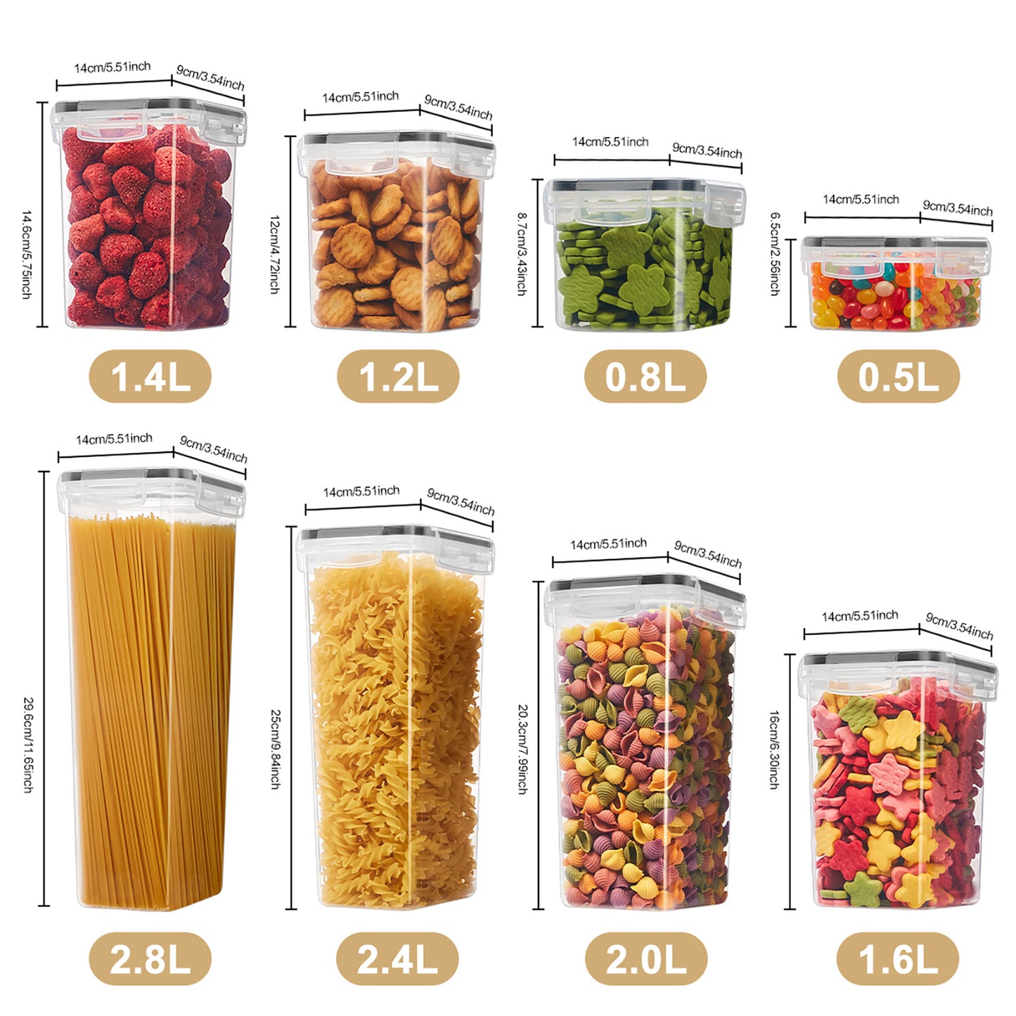 Asnews Airtight Food Storage Containers with Lids, Plastic Kitchen and Pantry Organization Canisters